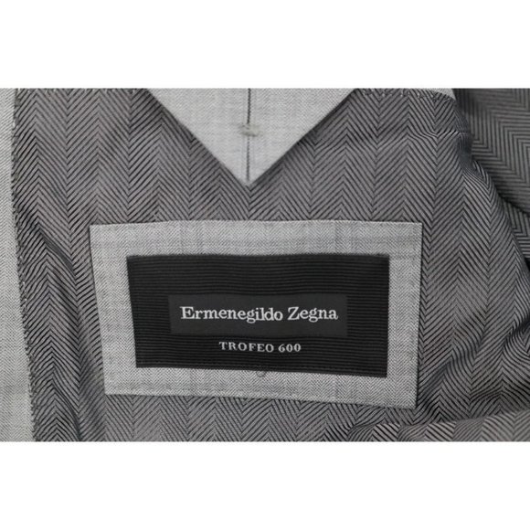 Ermenegildo Zegna sport coat men's 42R Trofeo 600 Manhattan wool silk gray plaid - Picture 16 of 16